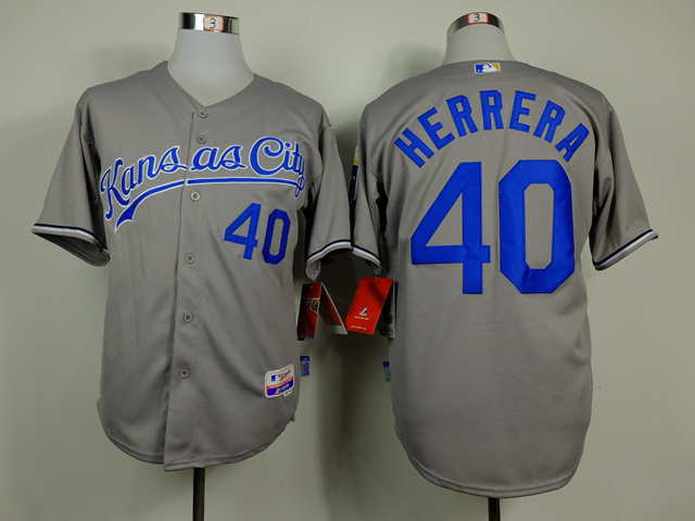 Men Kansas City Royals #40 Herrera Grey MLB Jerseys